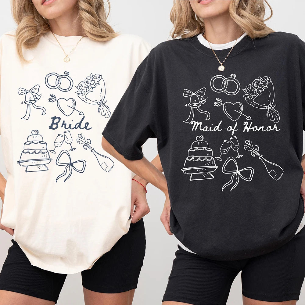 T-shirts Assortis Mariée Demoiselles d'Honneur