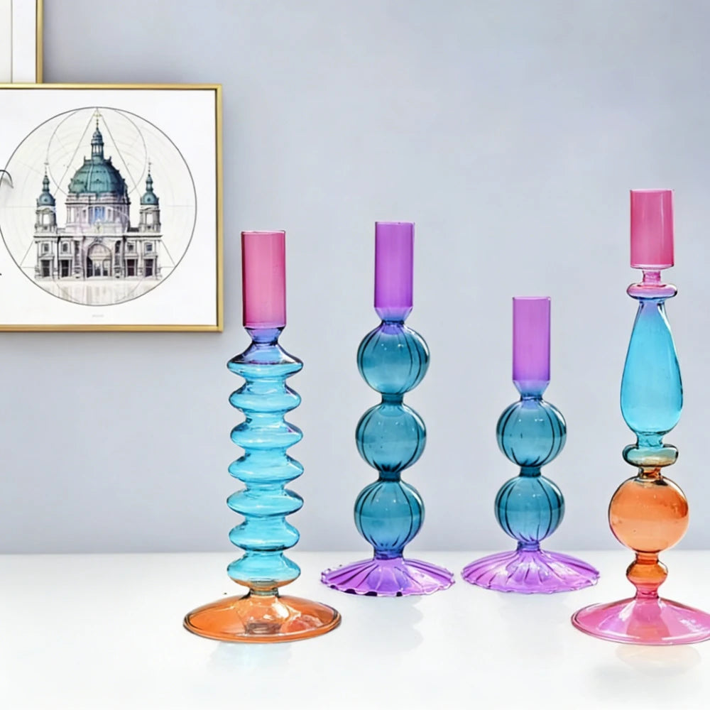 Bougeoir Vase Verre Coloré Mariage — vue 2