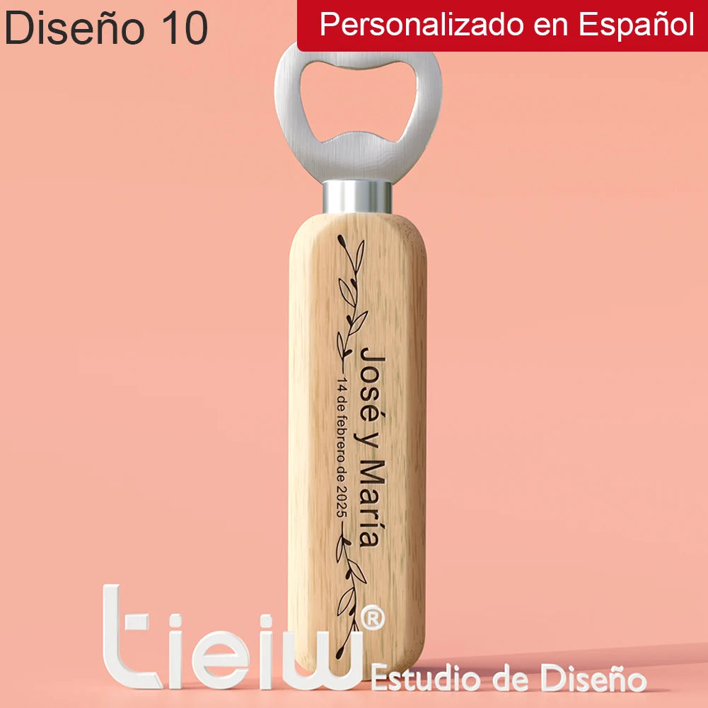 Cadeau invité mariage décapsuleur bois gravé — vue 10