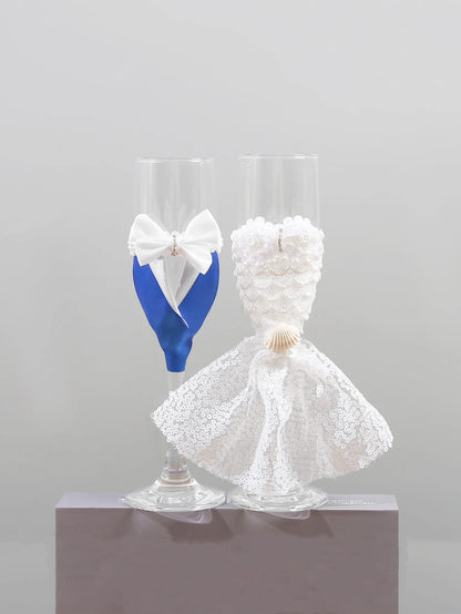 Flûtes Champagne Mariage Costume et Robe