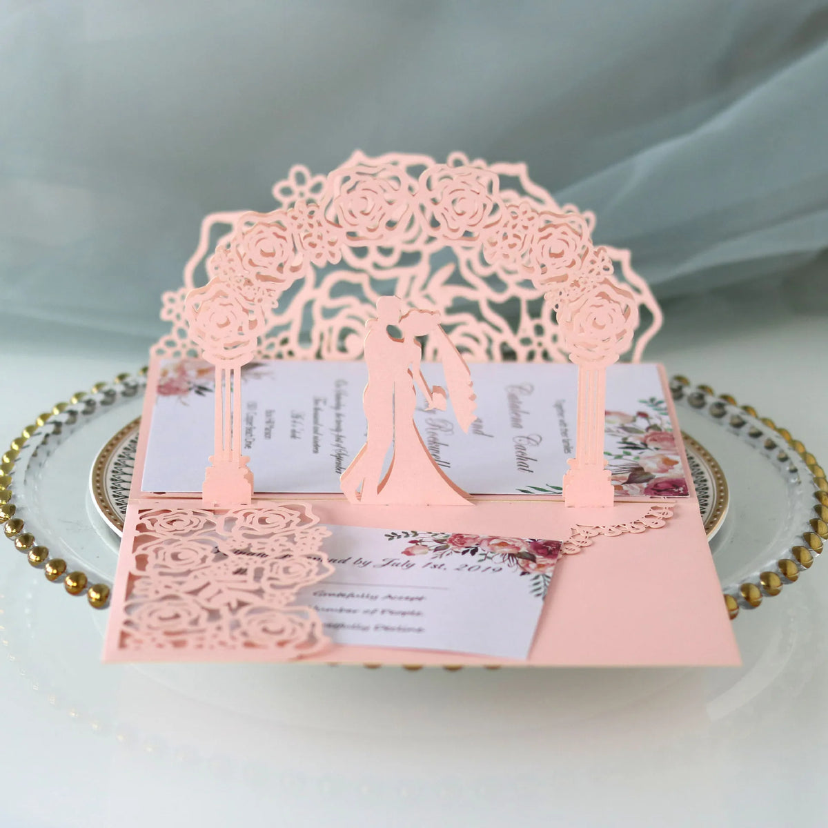 Faire-Part Mariage 3D Arche de Roses — vue 9