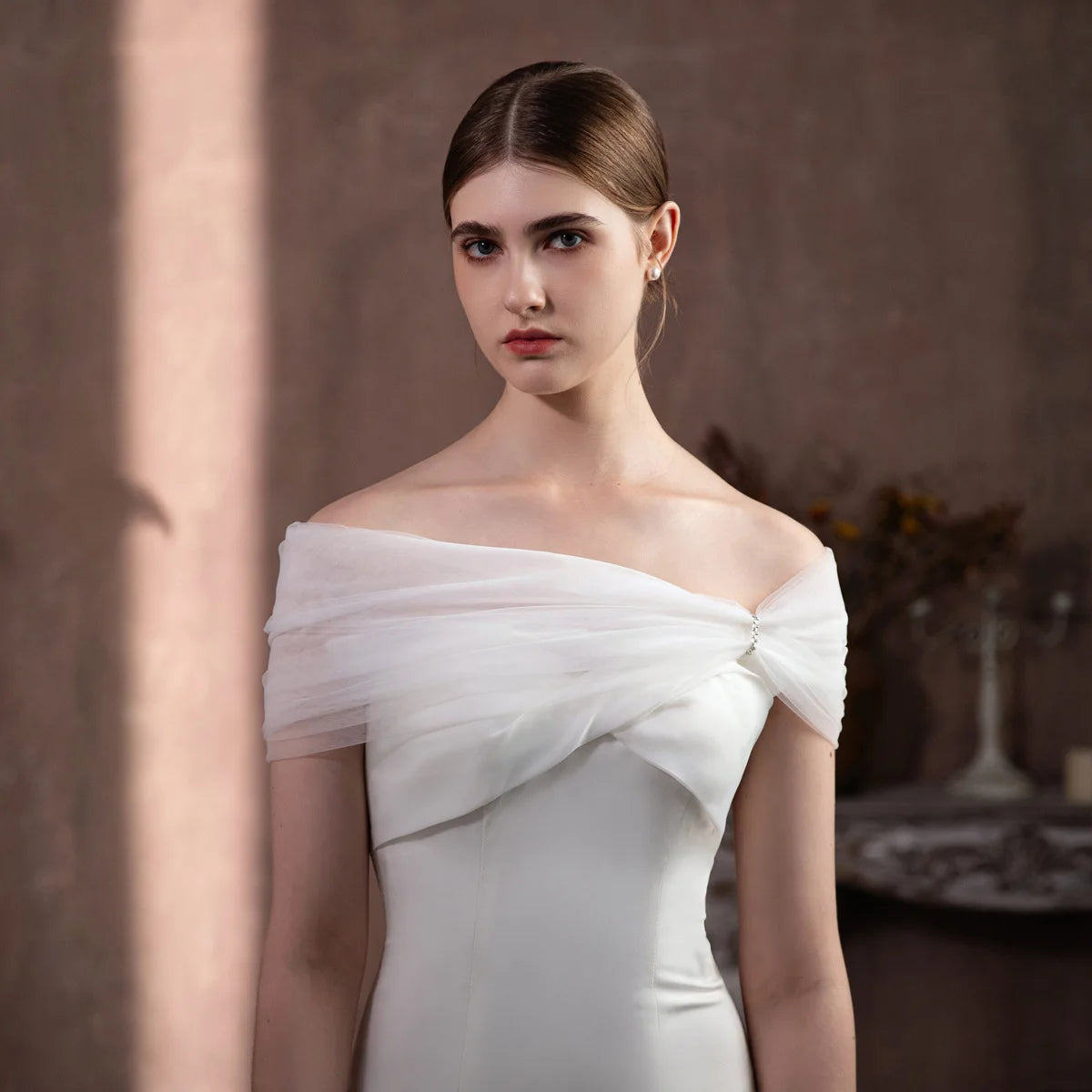 Étole Mariée Tulle Épaules Dénudées