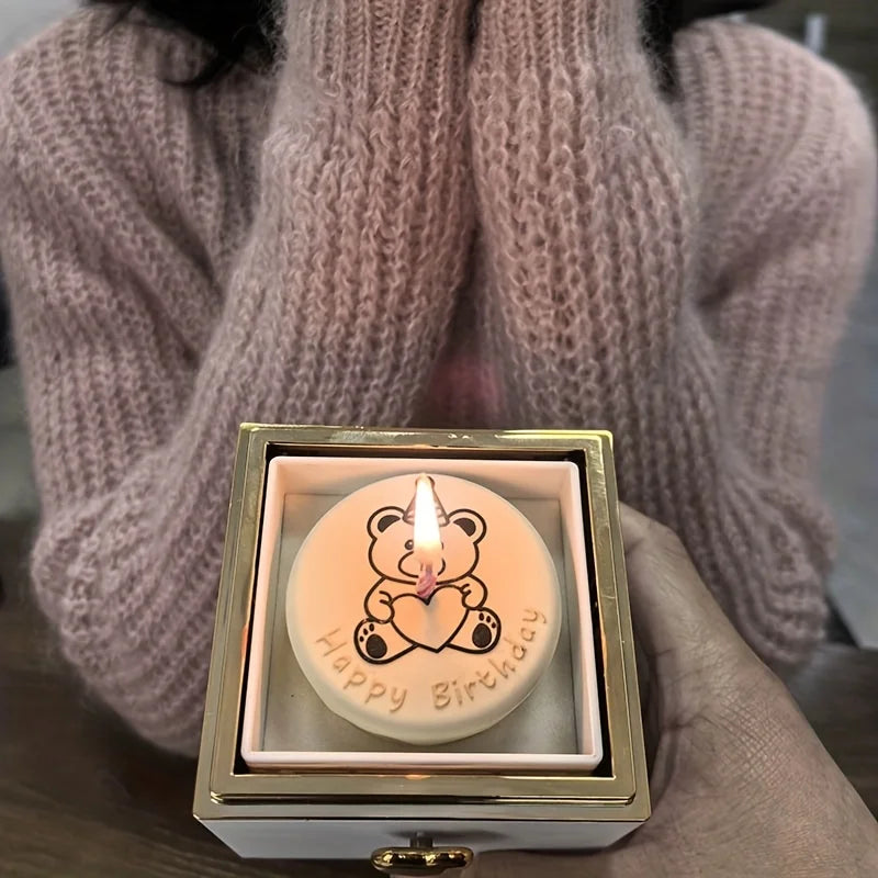Écrin bague ourson rotatif bougies