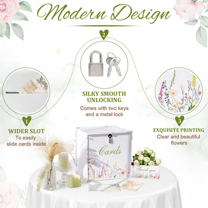 Urne mariage fleurs aquarelle blanche