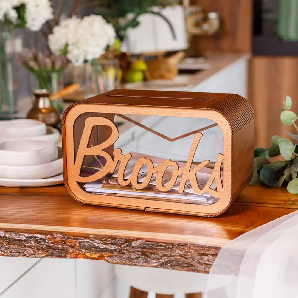 Urne mariage bois personnalisée boîte enveloppes