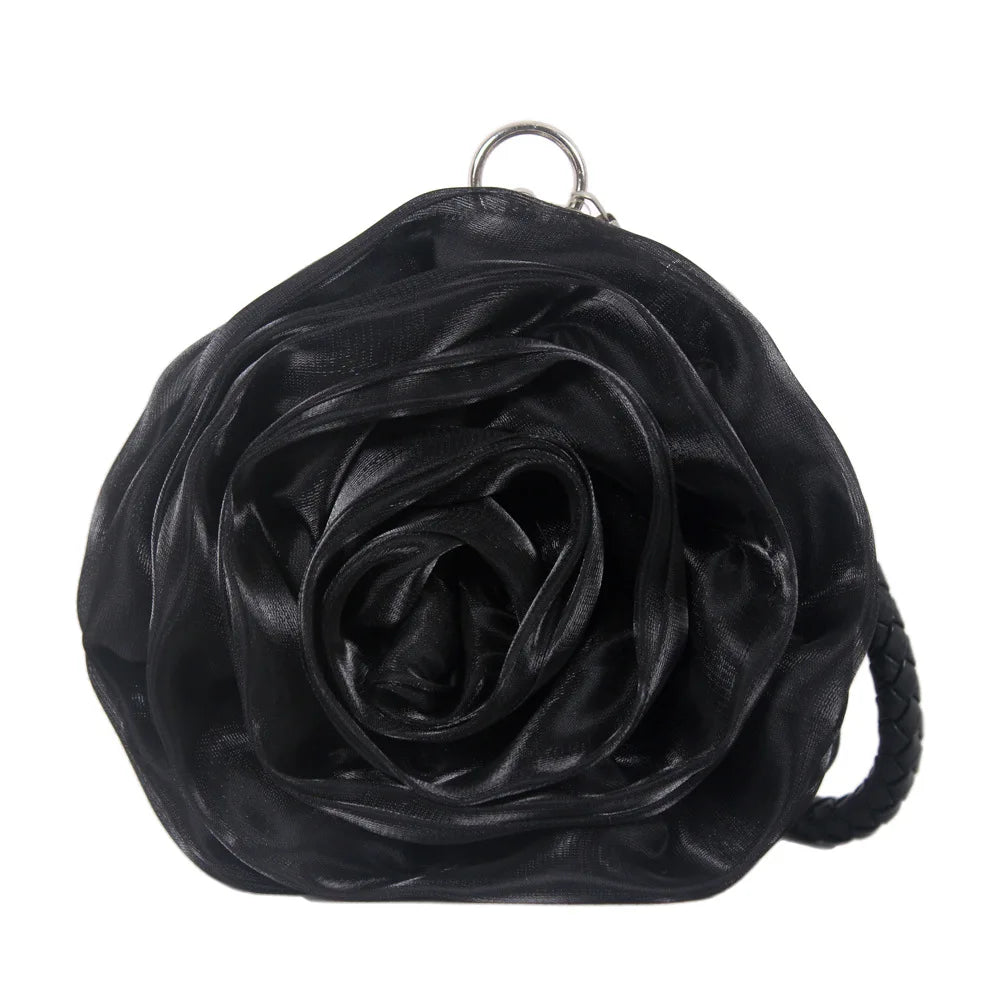 Sac pochette mariée fleur de rose