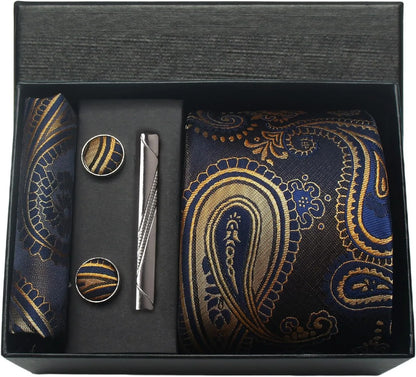 Coffret cravate mariage pochette et boutons manchette