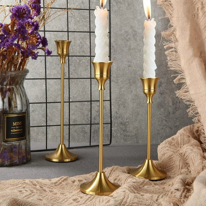 Bougeoir Mariage Métal Lot de 3 Chandeliers