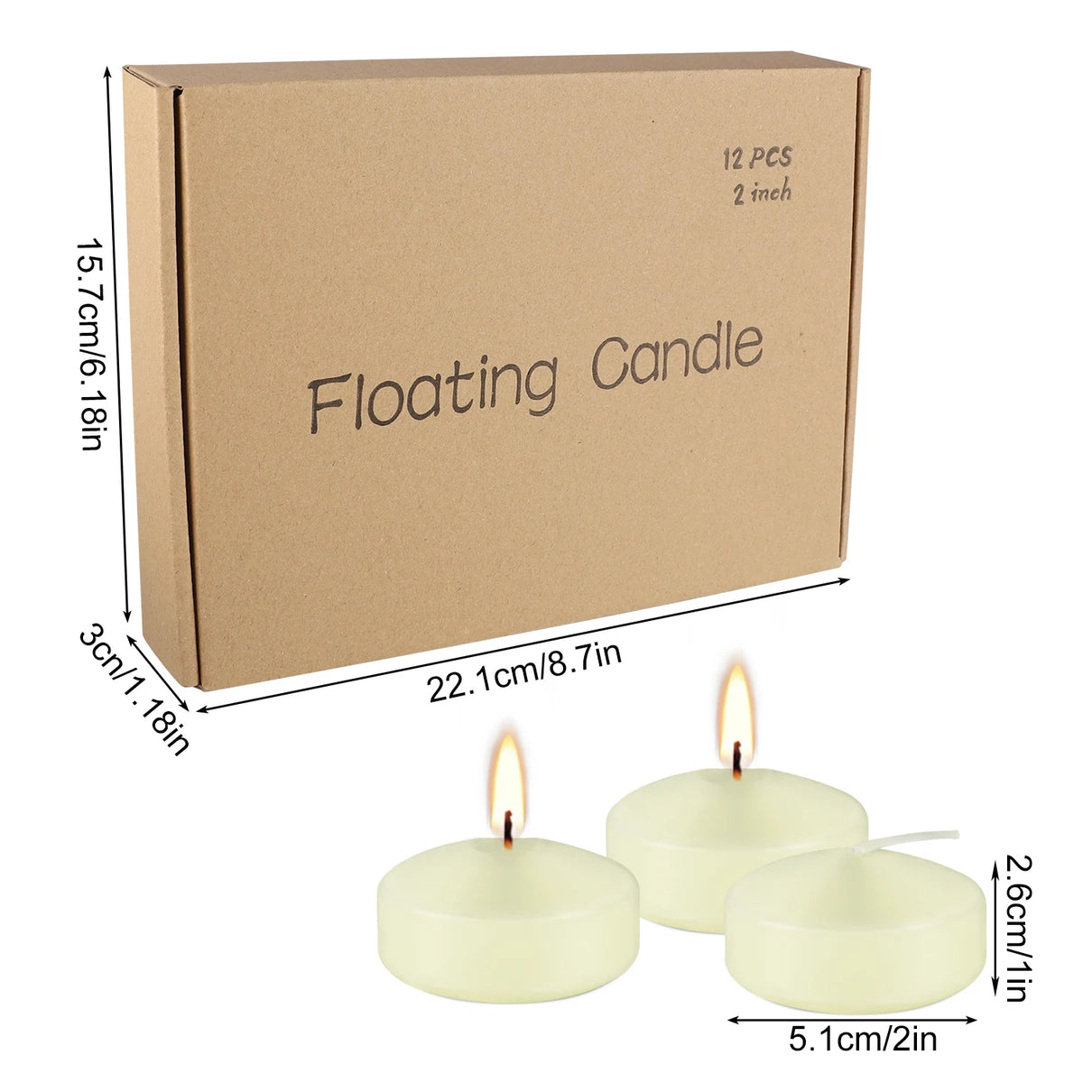 Lot de 12 bougies flottantes ivoire — vue 4