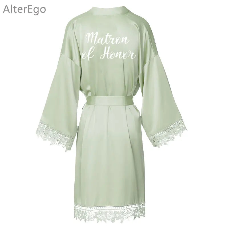Peignoir Sauge Dentelle Demoiselle d'Honneur