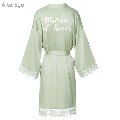 Peignoir Sauge Dentelle Demoiselle d'Honneur