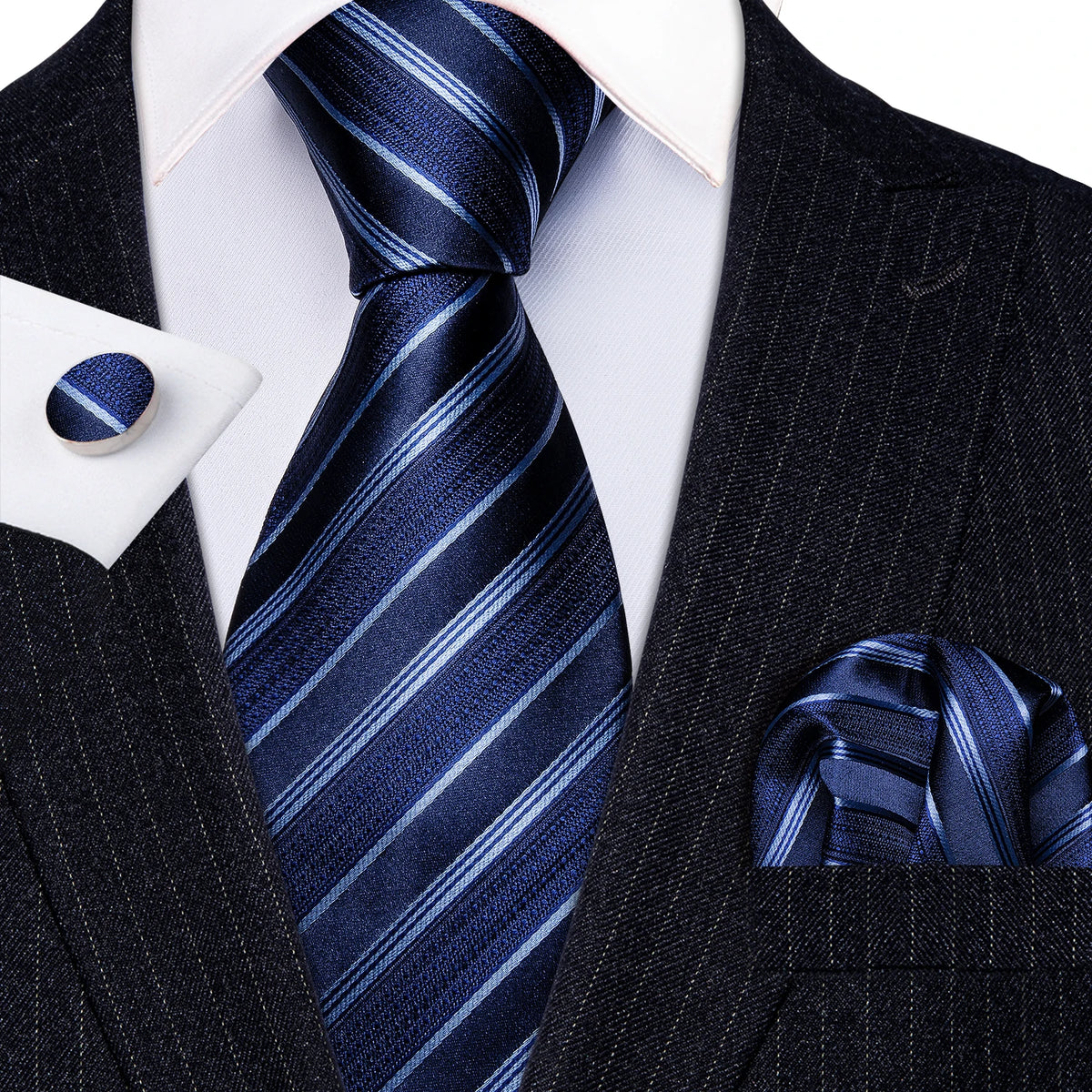 Cravate Mariage Homme Pochette et Manchettes — vue 27
