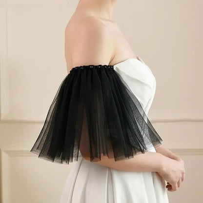 Manches amovibles mariée en tulle noir