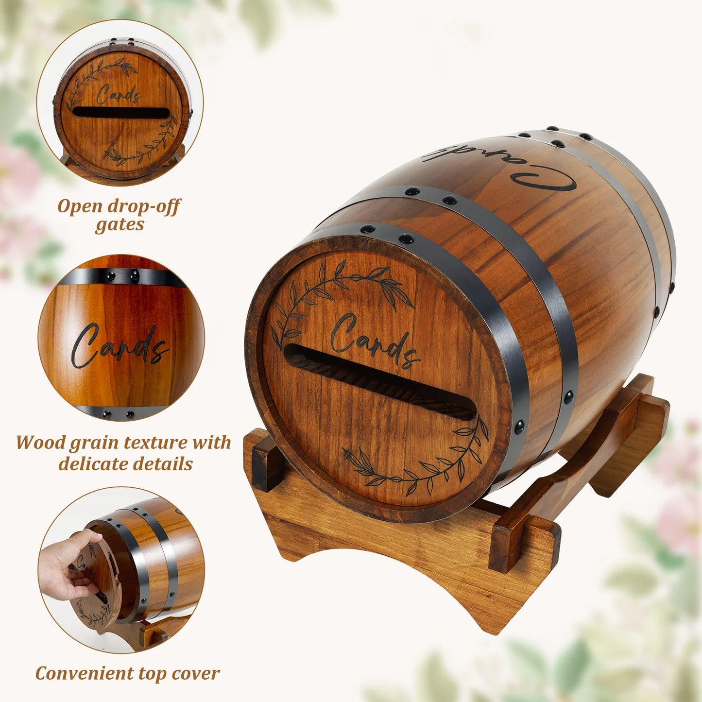 Urne Mariage Champêtre Tonneau en Bois