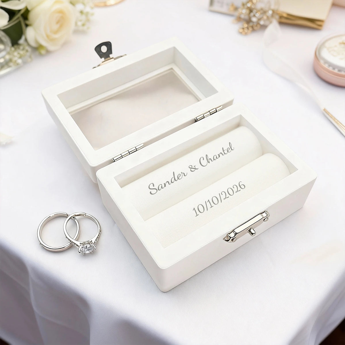 Boîte alliance mariage blanche personnalisée — vue 5