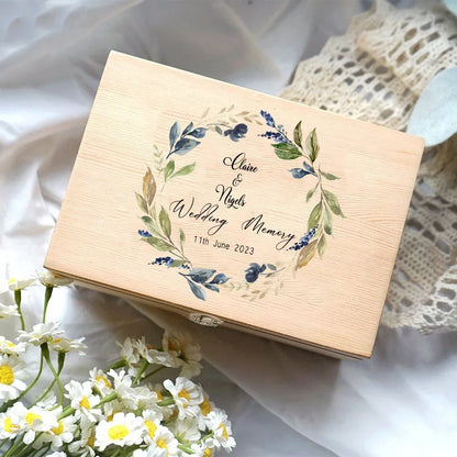 Boîte souvenir mariage couronne florale personnalisée
