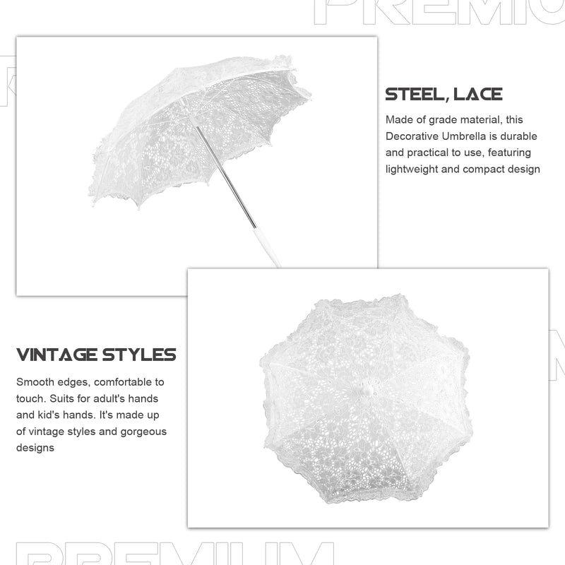 Ombrelle Décorative Mariage Dentelle Blanche — vue 5