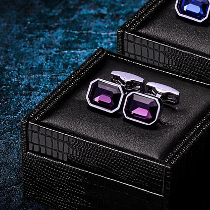 Bouton de manchette mariage cristal violet