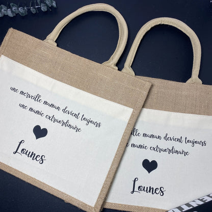 Sac Cabas Jute Personnalisé Demoiselle d'Honneur