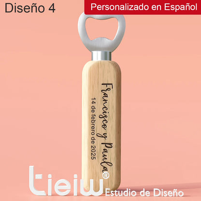 Cadeau invité mariage décapsuleur bois gravé — vue 26