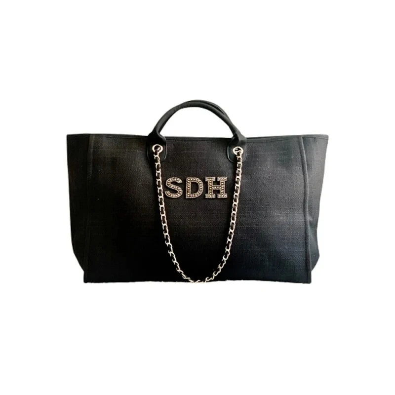 Tote Bag Personnalisé Initiales en Perles