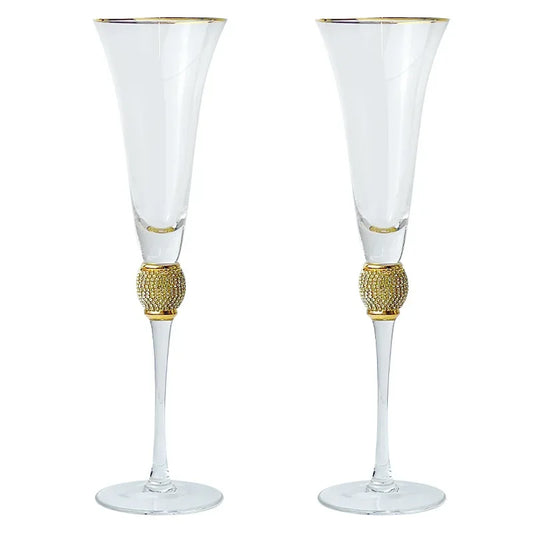 Flûte Champagne Pied Boule Dorée