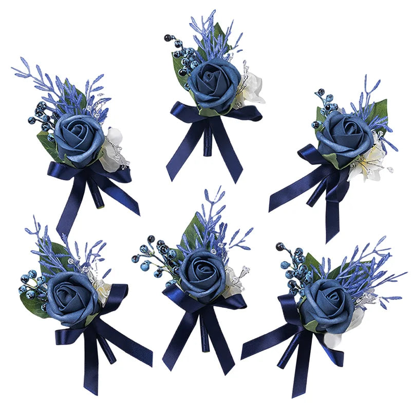 Boutonnières de mariage bleu et blanc — vue 16