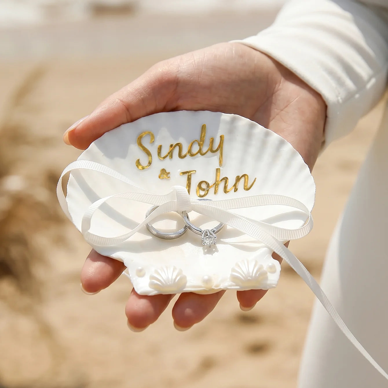 Porte alliance coquillage personnalisé mariage