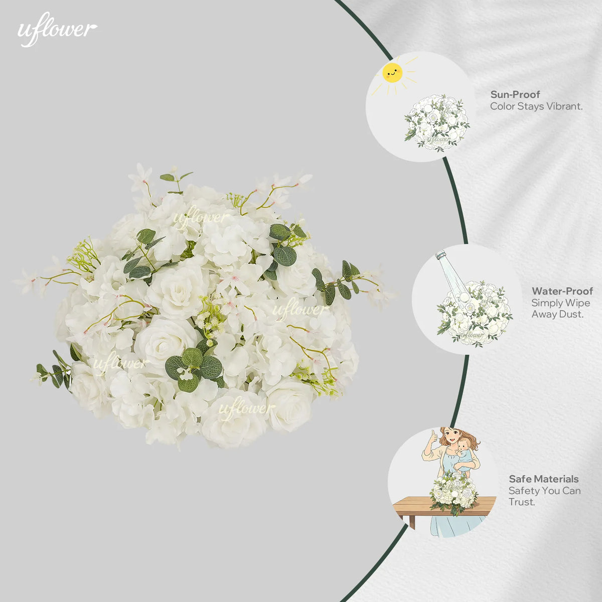 Demi-Boule de Roses Artificielles Mariage — vue 2
