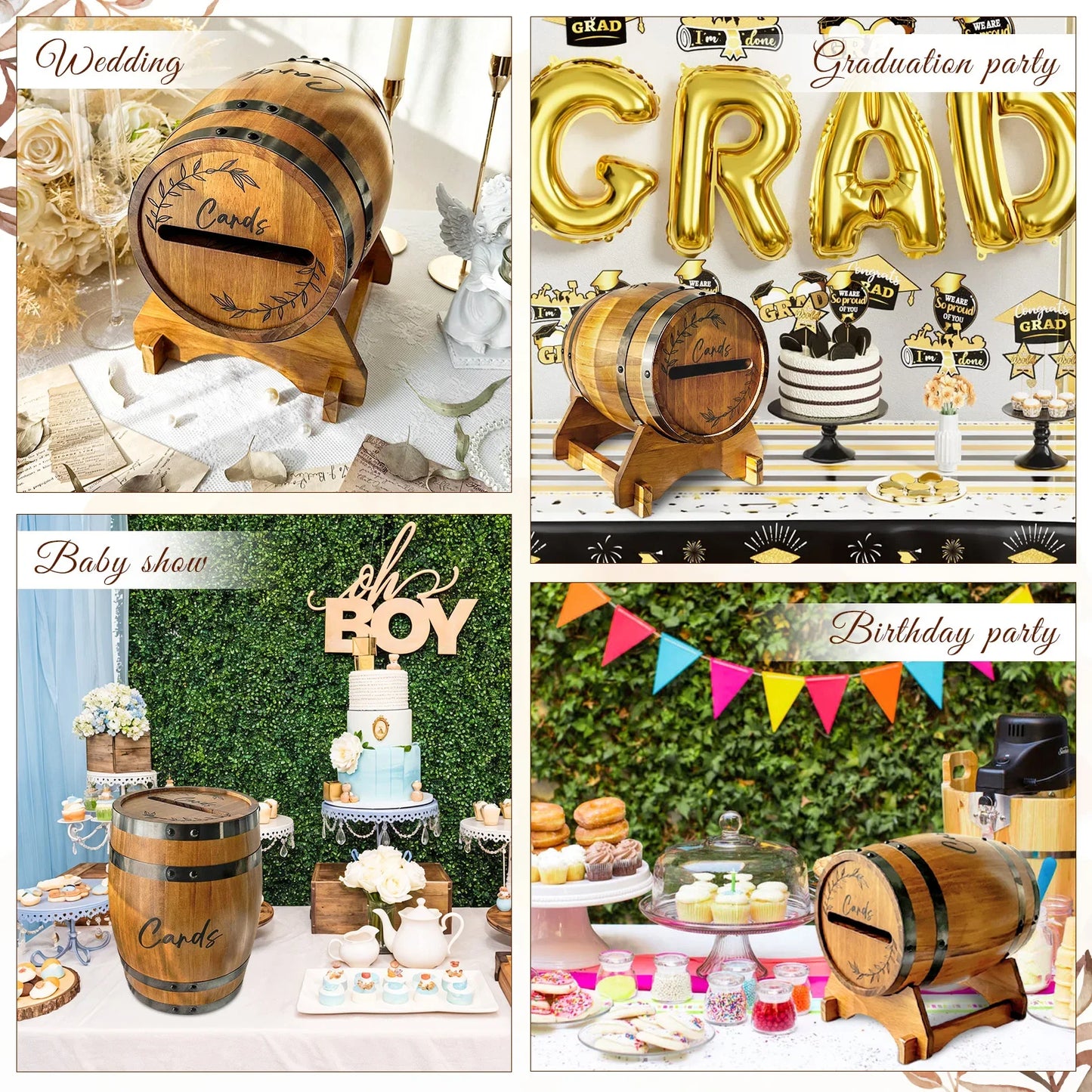 Urne Mariage Tonneau Bois Champêtre