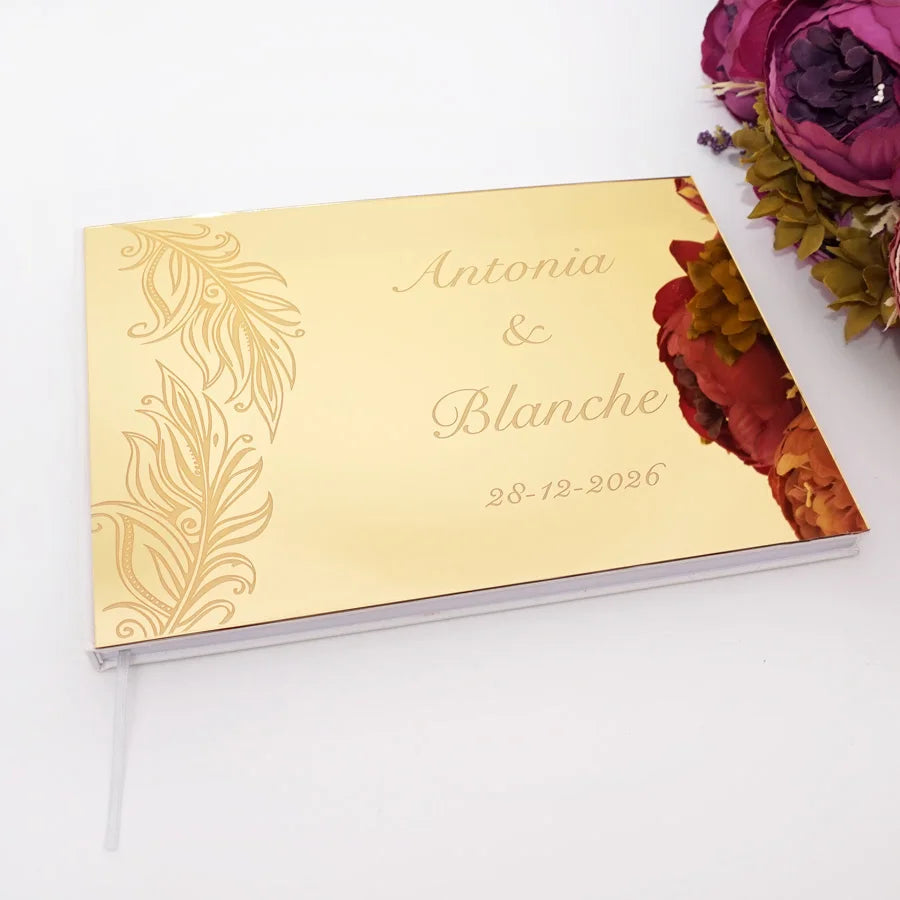 Livre d'Or Mariage Miroir Personnalisé Format Paysage 25x18 cm
