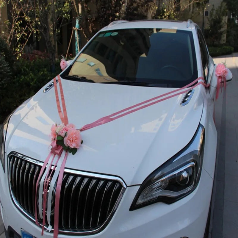 Décoration Voiture Mariage Rubans en V — vue 2