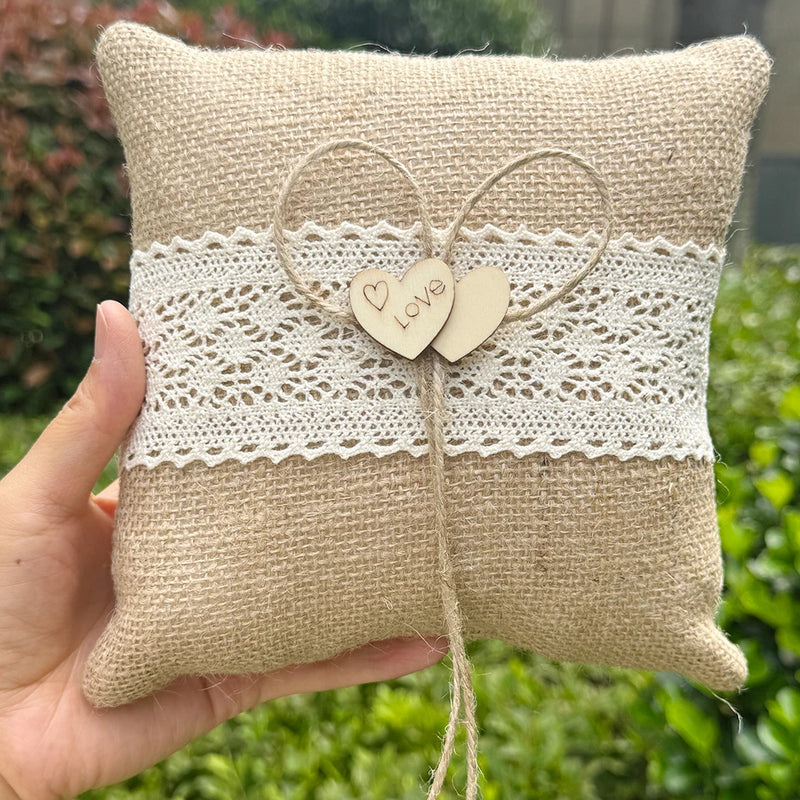 Coussin alliance dentelle jute et panier — vue 4