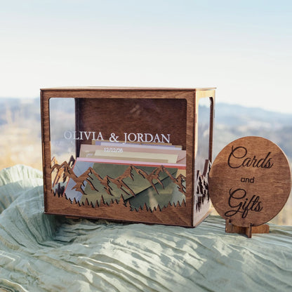 Urne mariage bois champêtre montagne personnalisée
