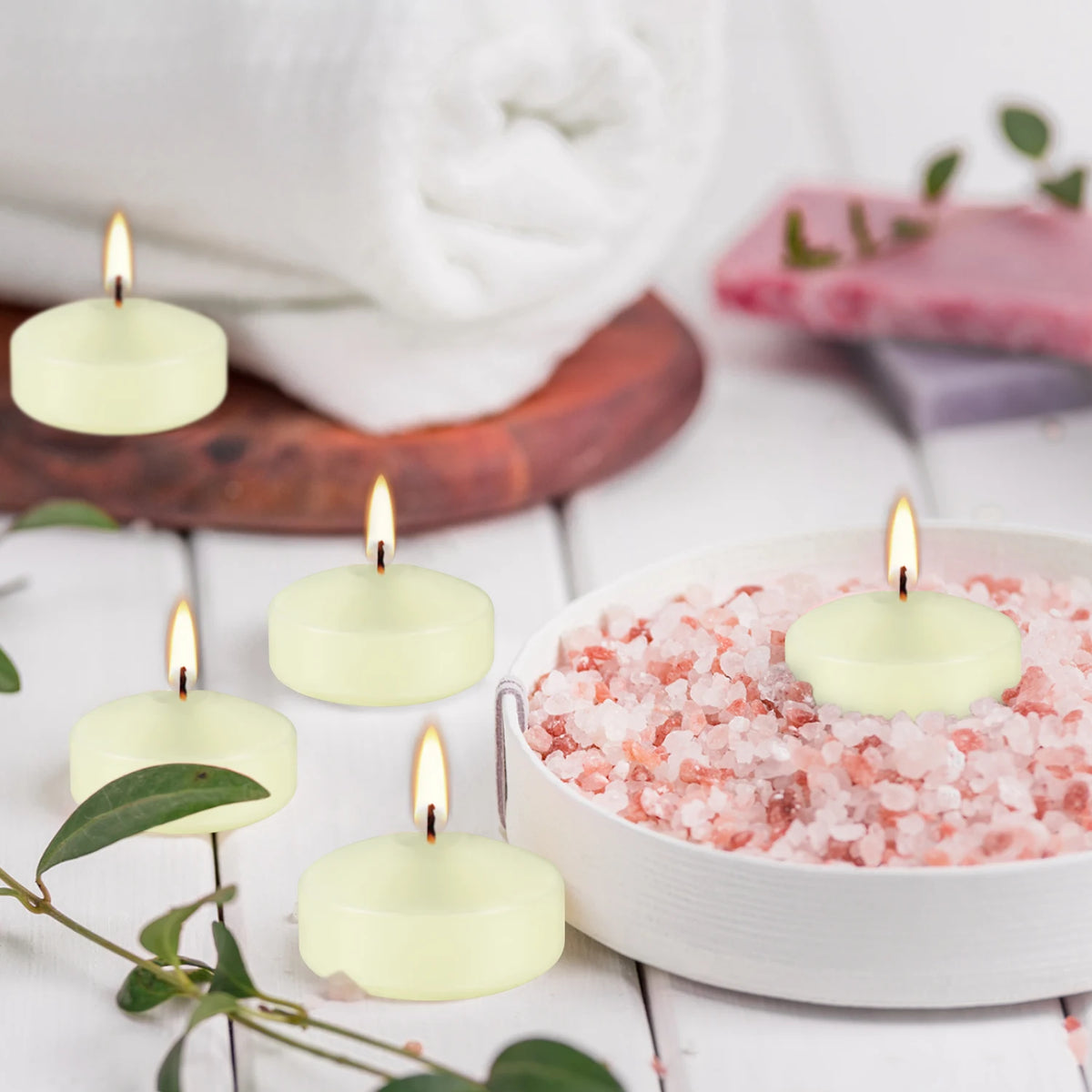 Lot de 12 bougies flottantes ivoire — vue 3
