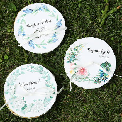 Porte alliance fleurs aquarelle et perles — vue 3