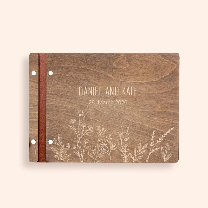 Livre d'or mariage bois personnalisé A4 ou A5
