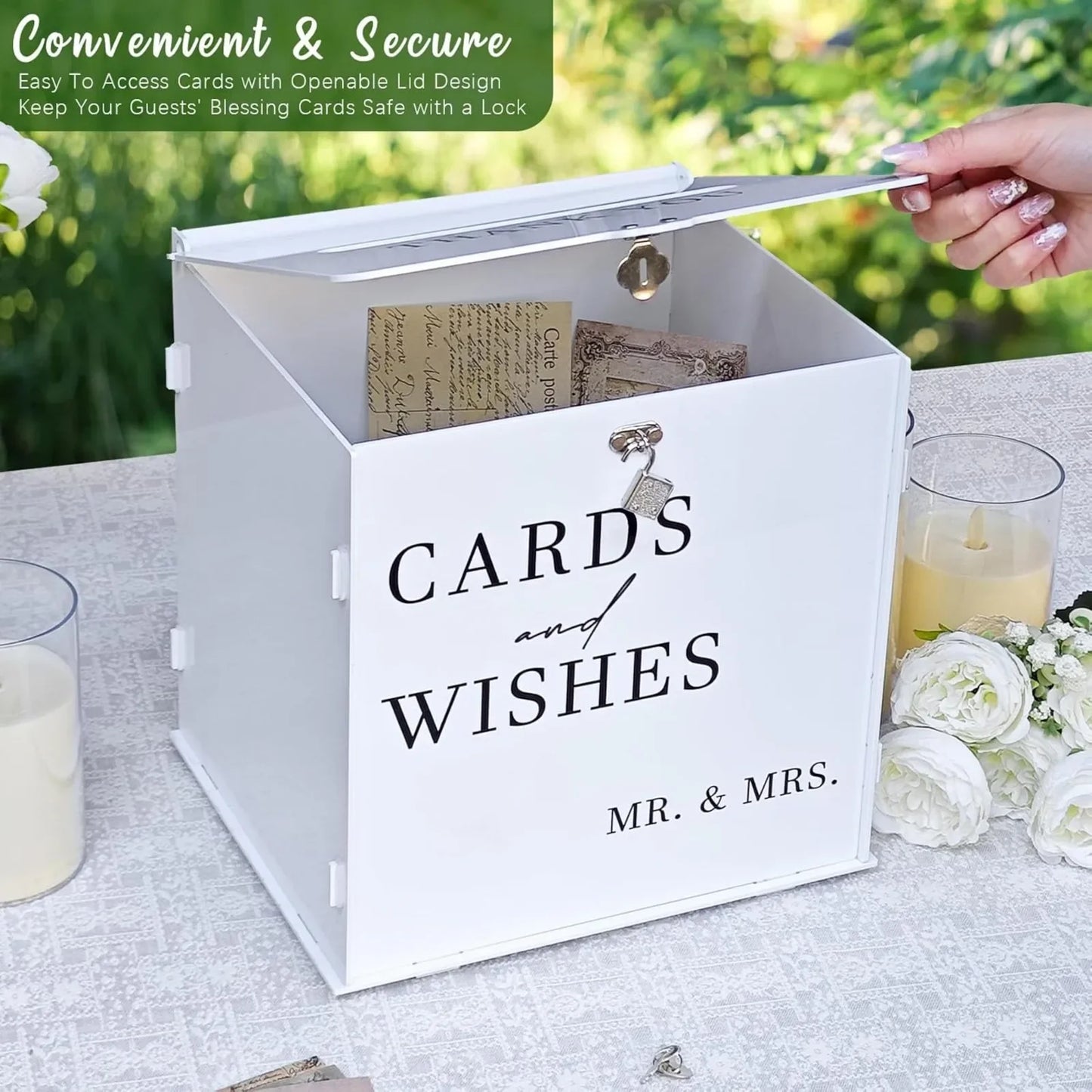 Urne mariage acrylique à fente pour enveloppes