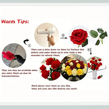 Fleurs artificielles mariage roses 12 tiges
