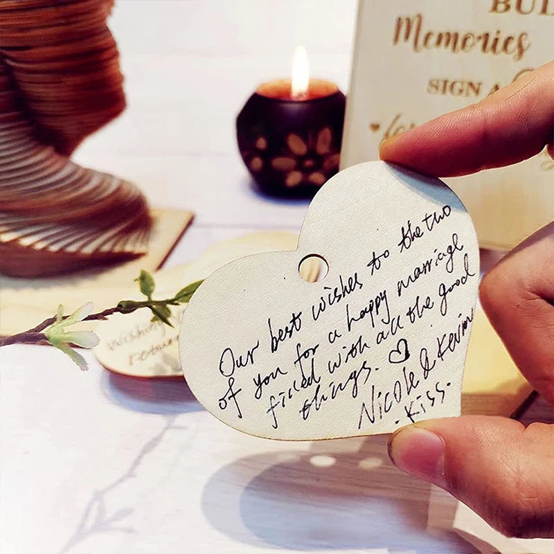 Livre d'Or Mariage Original 72 Cœurs en Bois