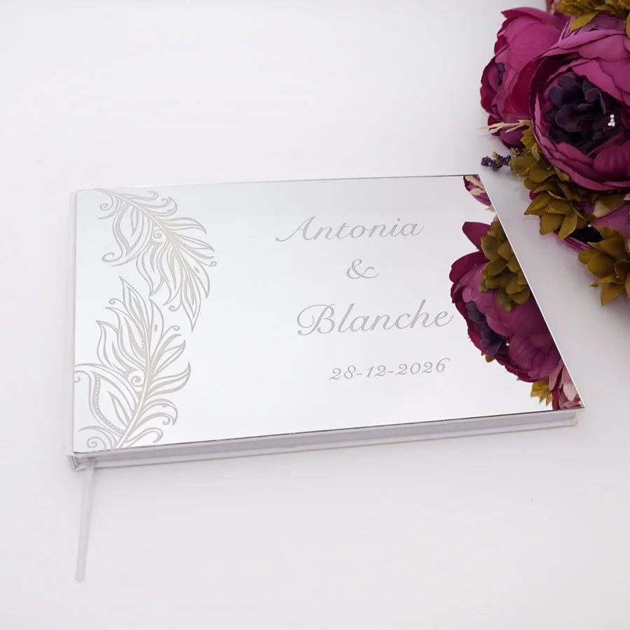 Livre d'Or Mariage Miroir Personnalisé Format Paysage 25x18 cm