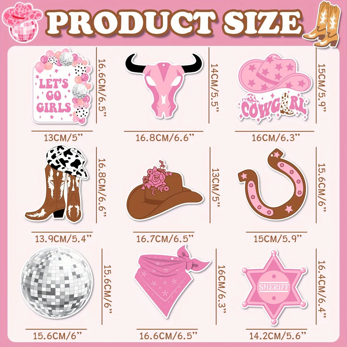Suspensions EVJF Cowgirl Rose 36 Pièces
