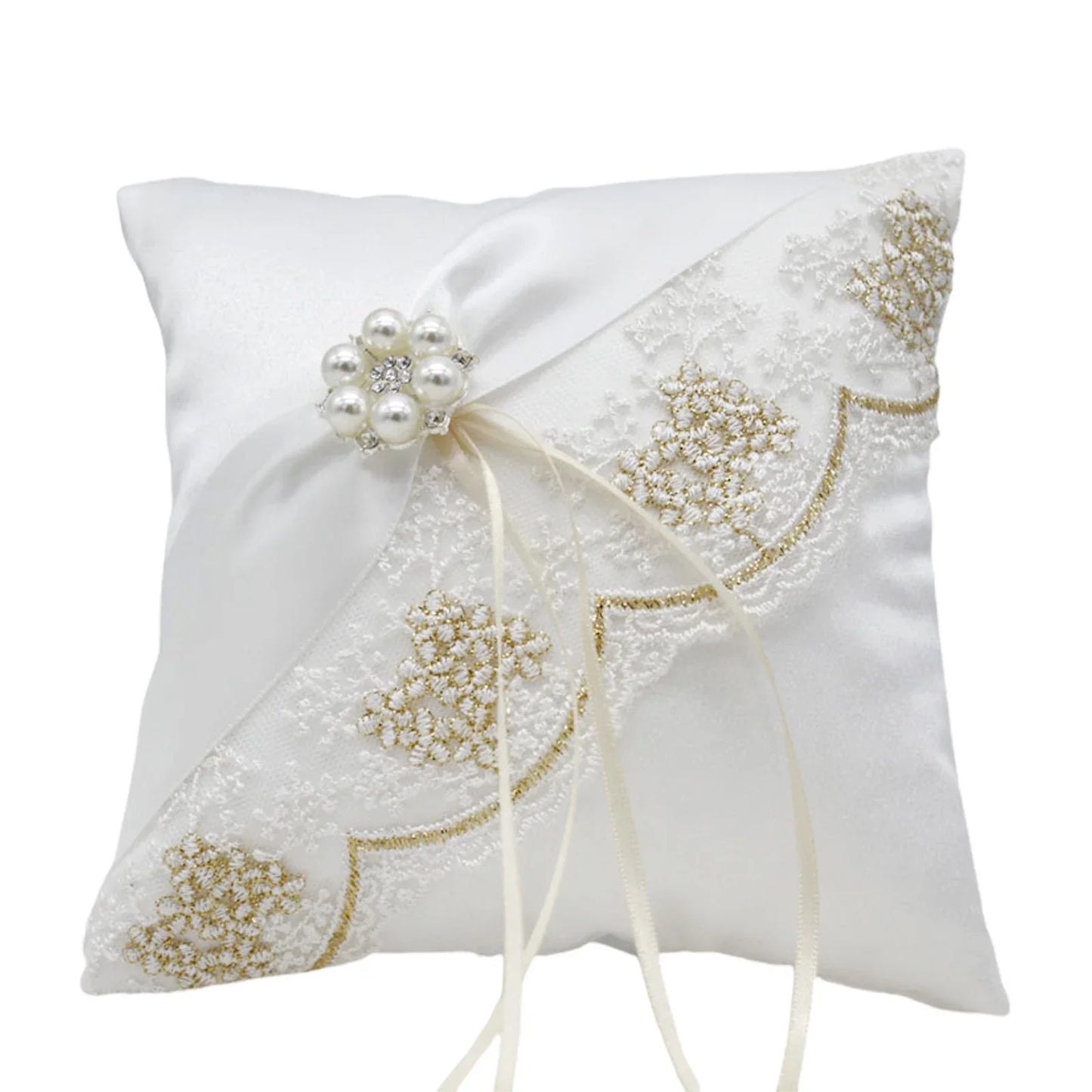 Coussin alliance perles et ruban