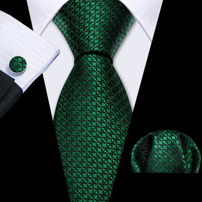 Cravate Mariage Homme Verte Pochette Boutons de Manchette