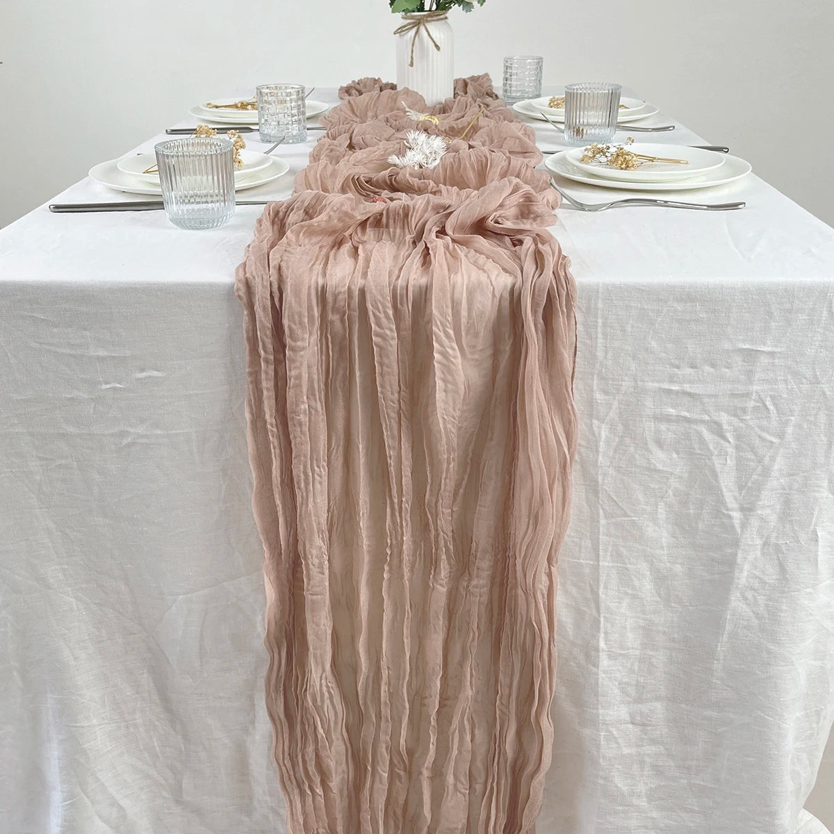 Chemin de Table Mariage en Gaze Froissée