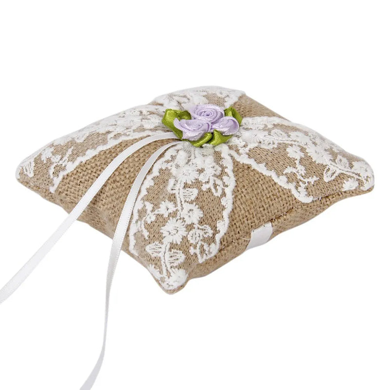 Coussin alliance champêtre jute marron