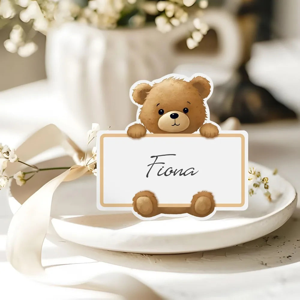 Marque-Place Mariage Motif Ourson Blanc