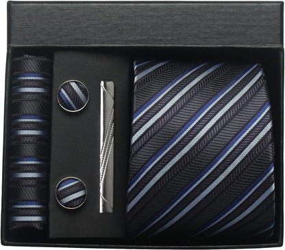Coffret Cravate Mariage 8 cm Pochette Pince et Manchettes