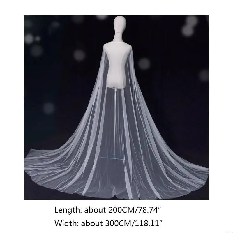 Étole de mariée tulle blanc fluide — vue 6