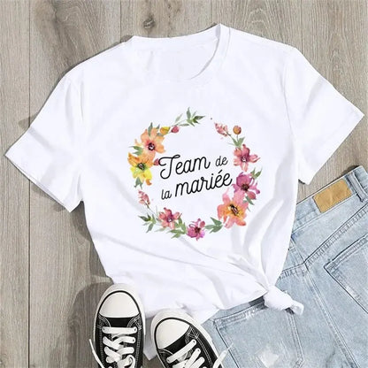 T-shirt EVJF La Mariée couronne fleurie